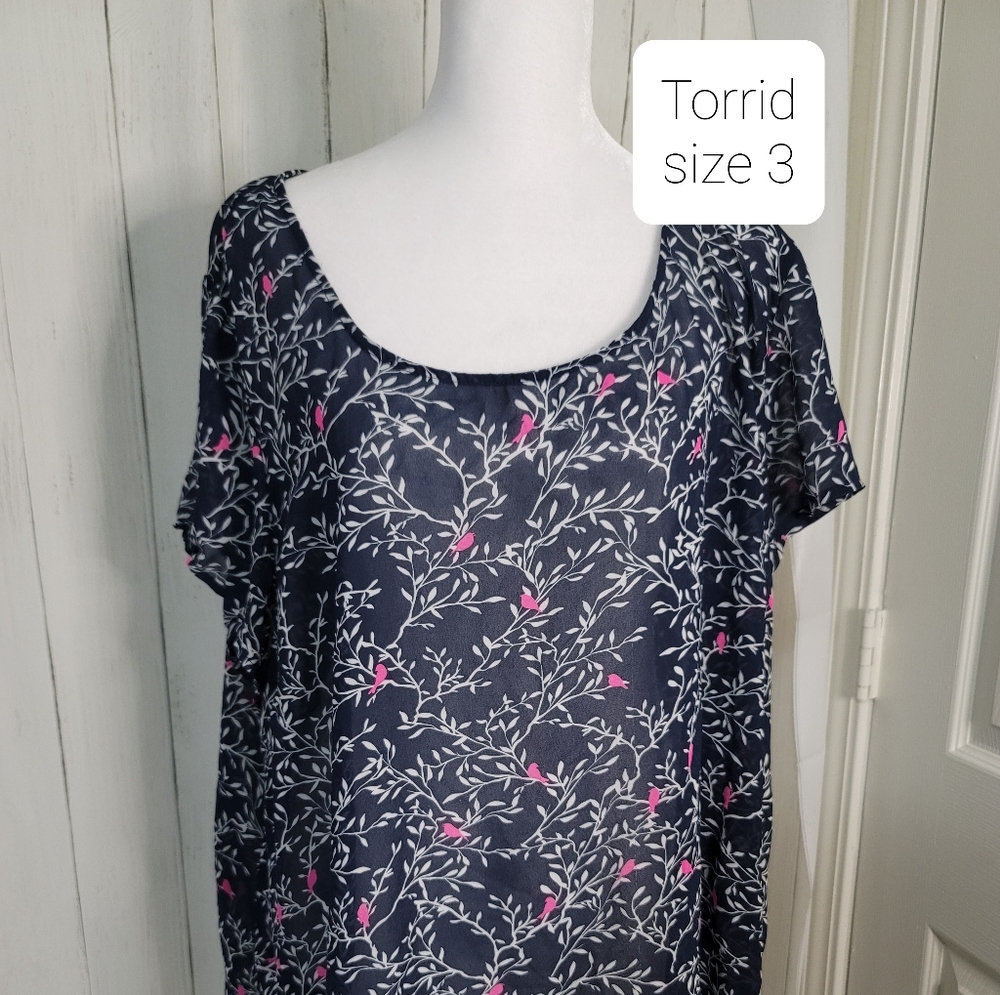 Torrid blue sheer top size 3